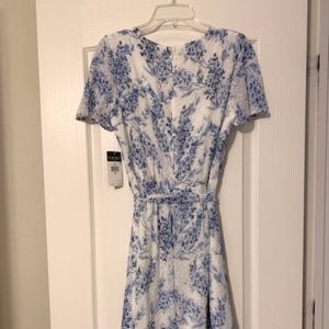 Lauren Ralph Lauren Spring Dress (White/Blue) Belted - Size 10